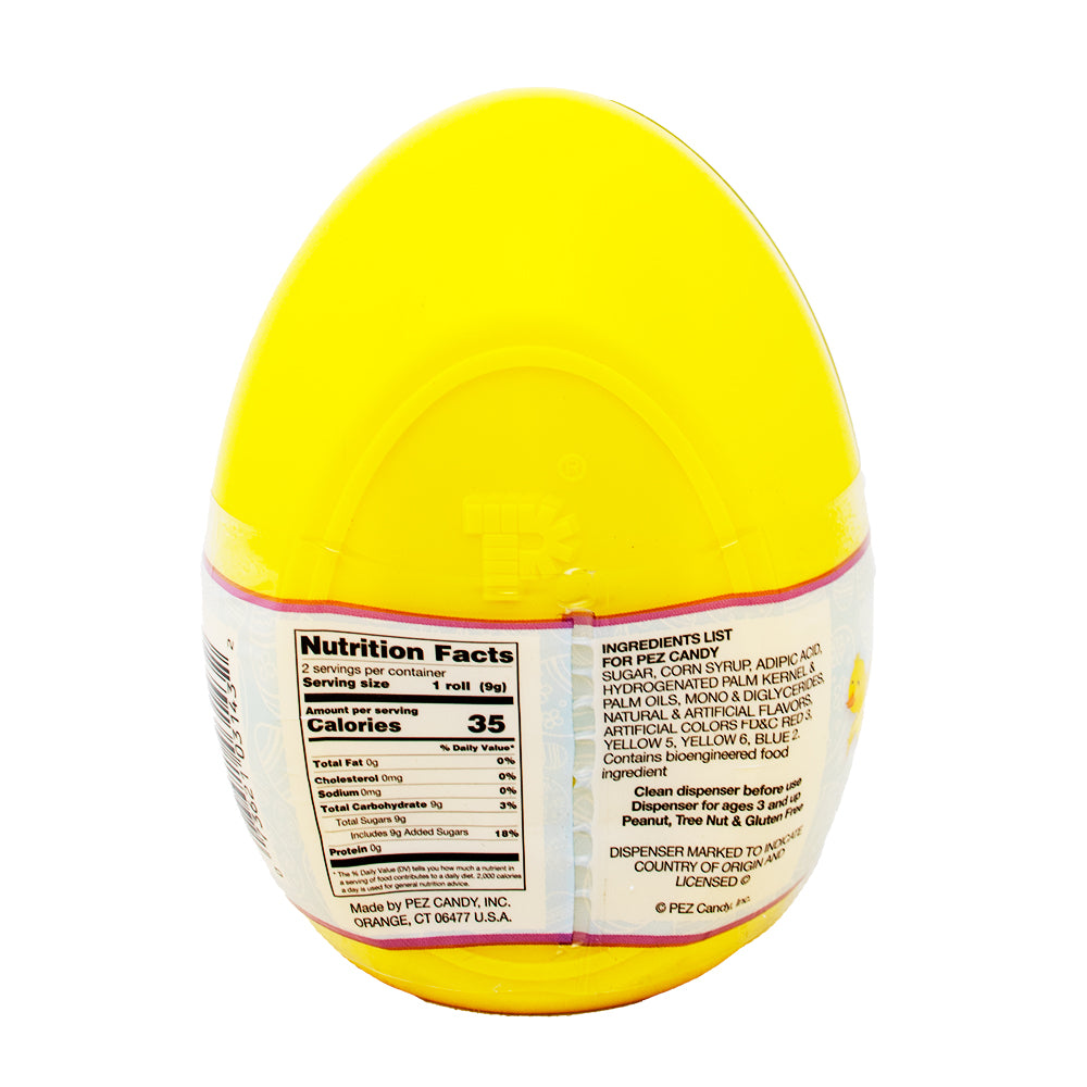 Pez Yellow Easter Egg Grey Rabbit Nutrition Facts Ingredients - PEZ - PEZ Candy - Easter Candy - Easter Treats - PEZ Easter Candy