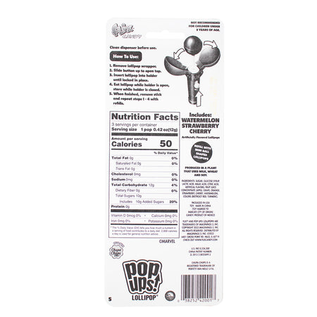 Marvel Pop-Ups Lollipop Set - 36g  Nutrition Facts Ingredients