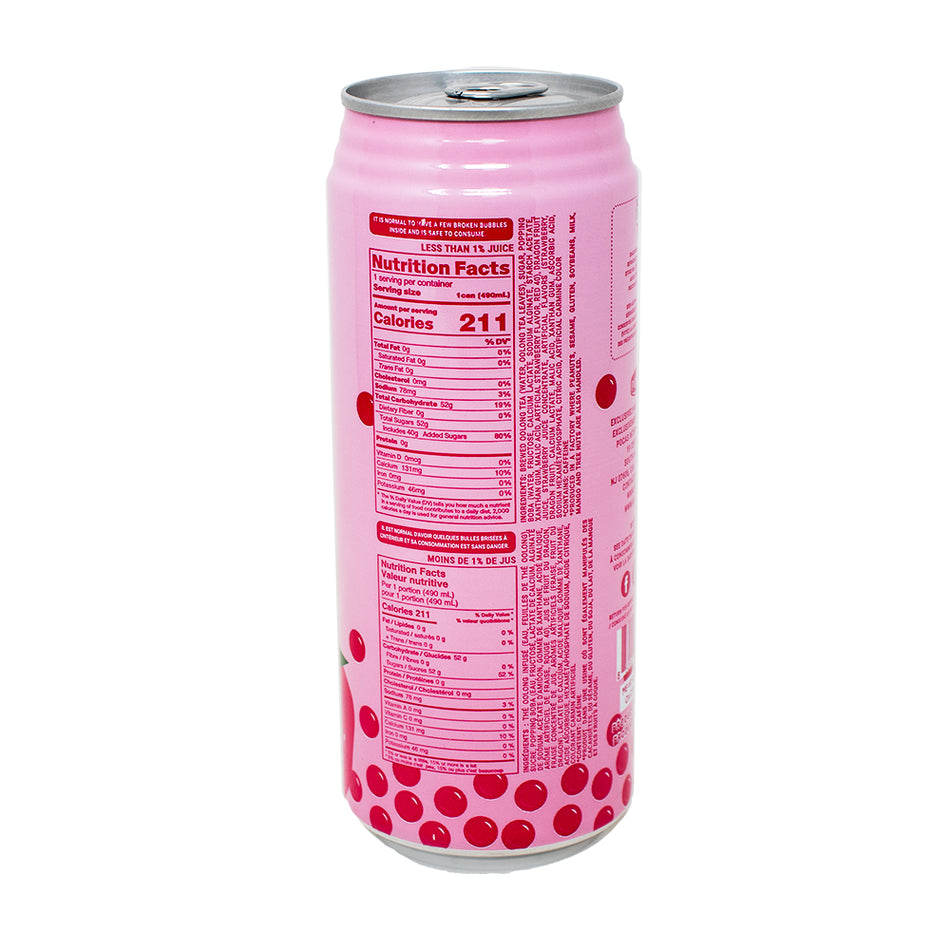Popping Boba Strawberry Dragon Oolong Drink - 16.05oz  Nutrition Facts Ingredients