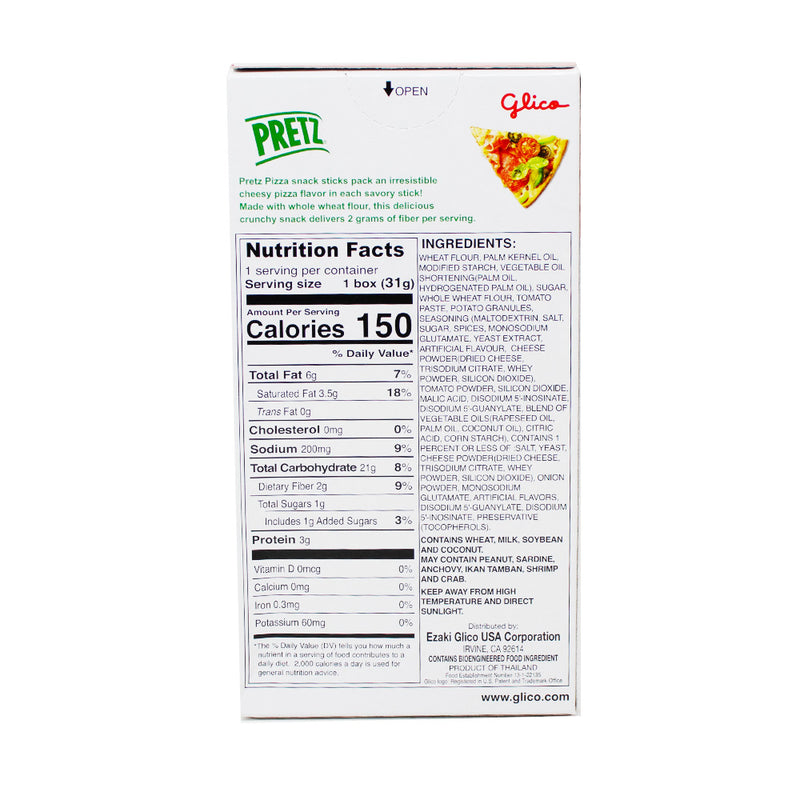 Glico Pretz Pizza - 1.09oz  Nutrition Facts Ingredients - Pretz - Pretzel Sticks - Glico - Glico Pretz Pizza - Pizza Snacks - Savoury Snacks - Pretz Sticks - Pretzel Snack