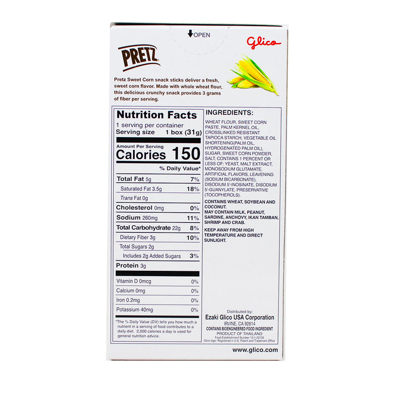Pretz Sweet Corn - 1.09oz  Nutrition Facts Ingredients - Pretz - Pretzel Sticks - Savoury Snacks - Pretz Sweet Corn - Sweet and Savoury Snacks