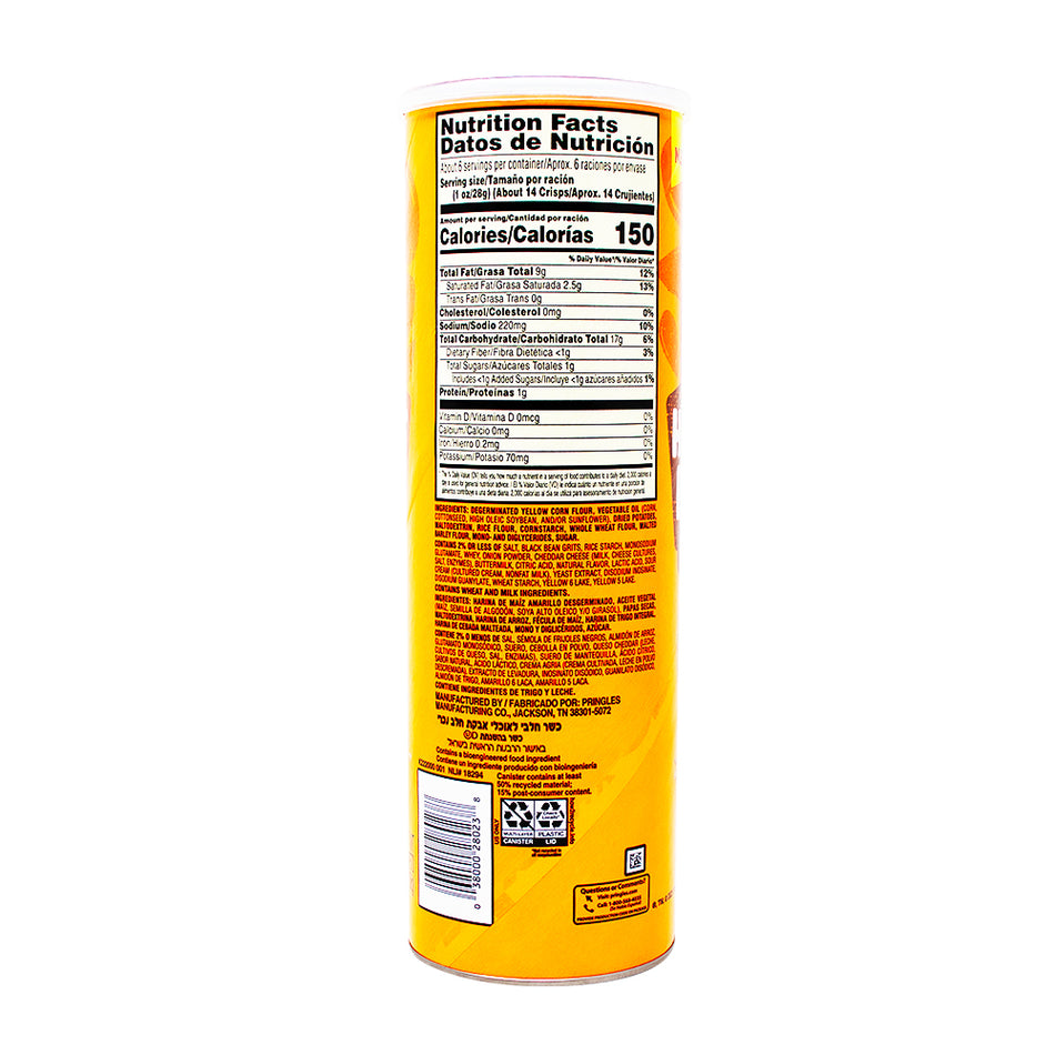 Pringles Harvest Blends Farmhouse Cheddar - 5.5oz  Nutrition Facts Ingredients
