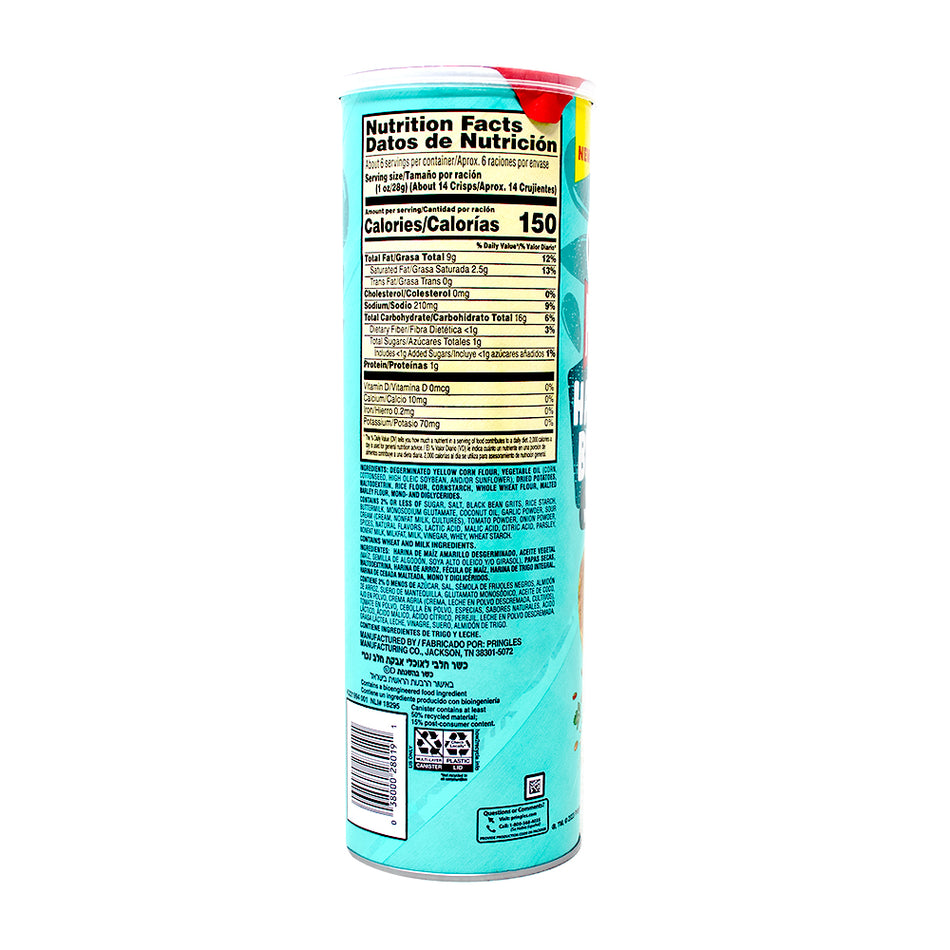 Pringles Harvest Blends Homestyle Ranch - 5.5oz  Nutrition Facts Ingredients