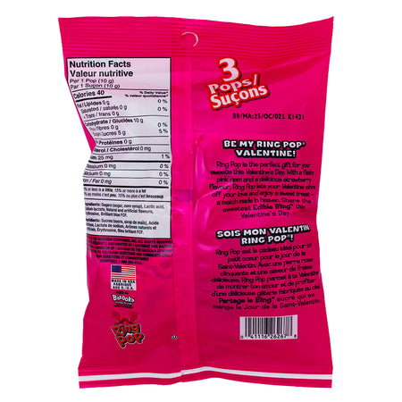 Ring Pop Valentine 3pk Nutrition Facts Ingredients