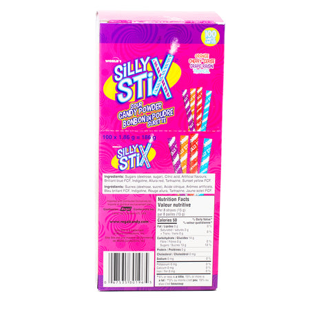 Silly Stix Sour Powder Straws 100ct - 186g Facts  Nutrition Facts Ingredients