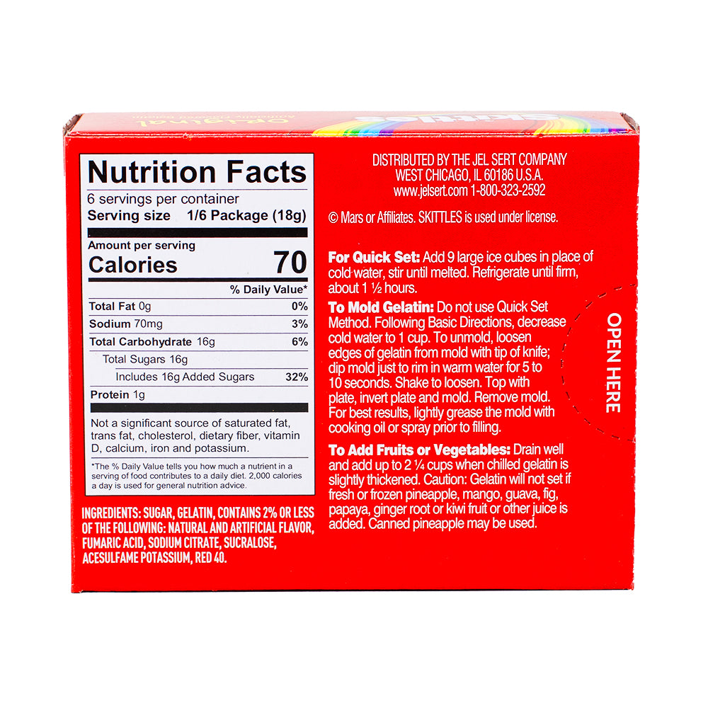 Skittles Gelatin Original - 3.89oz  Nutrition Facts Ingredients