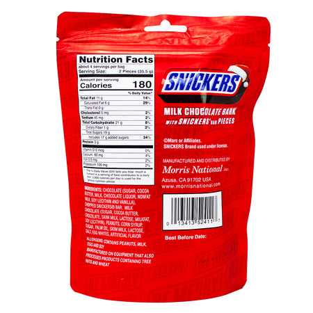 Snickers Chocolate Bark - 5oz  Nutrition Facts Ingredients