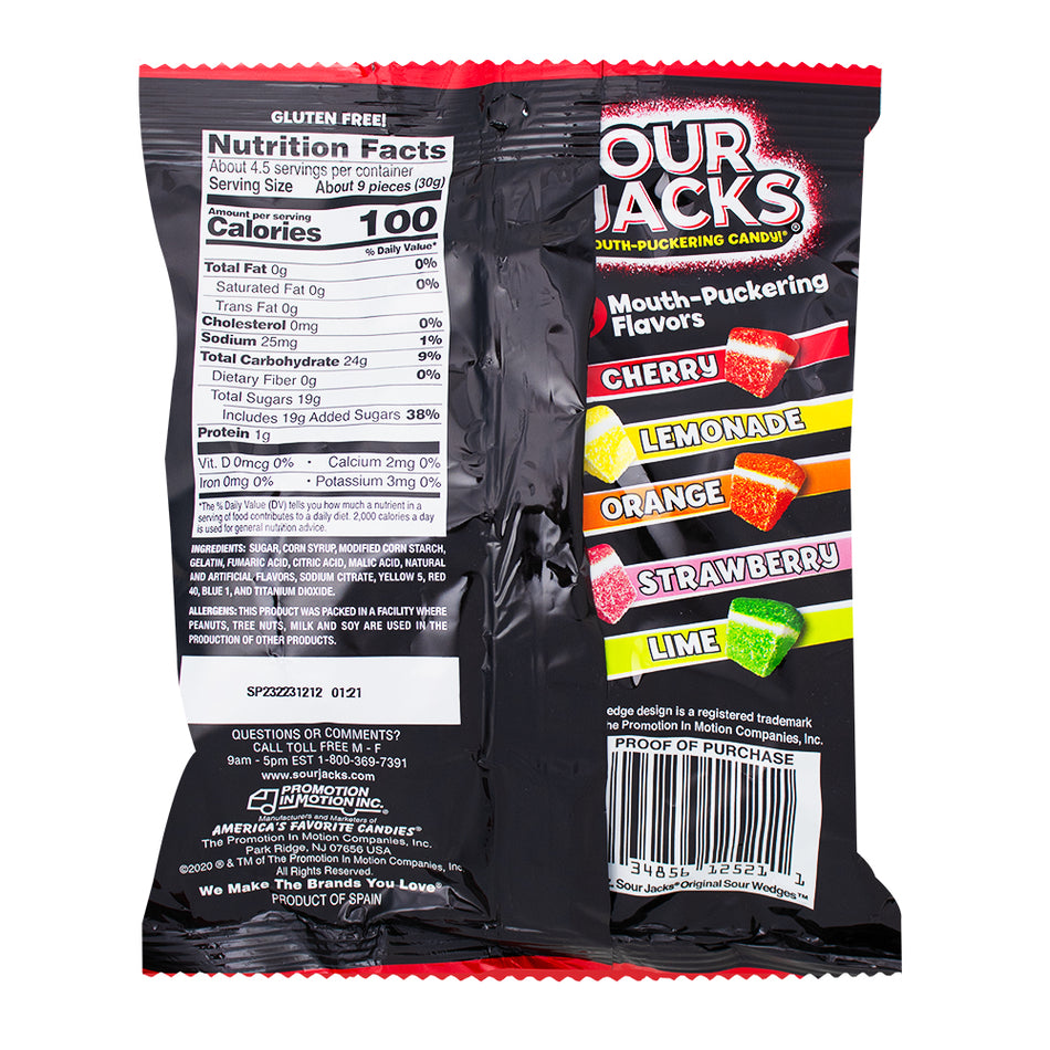 Sour Jacks Original Wedges - 5oz  Nutrition Facts Ingredients