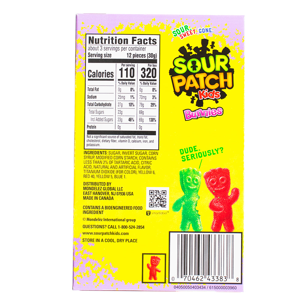 Sour Patch Bunnies Theater Pack - 3.1oz Nutrition Facts Ingredients