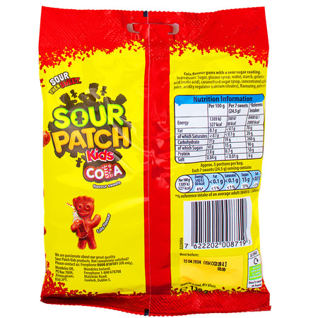 Sour Patch Kids Cola (UK) - 130g Nutrition Facts Ingredients