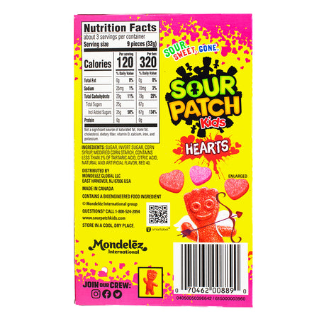 Sour Patch Kids Hearts Theatre Box - 3.1oz Nutrition Facts IngredientsNutrition Facts Ingredients - Sour Patch Kids Hearts - Valentine's Day Candies - Sweet and Sour Love - Heart-Shaped Candies - Romantic Treats - Movie Night Snacks - Valentine's Day Gifts - Playful Twist - Love in Every Flavour - Candy-filled Gesture