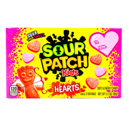 Sour Patch Kids Hearts Theatre Box - 3.1oz - Sour Patch Kids Hearts - Valentine's Day Candies - Sweet and Sour Love - Heart-Shaped Candies - Romantic Treats - Movie Night Snacks - Valentine's Day Gifts - Playful Twist - Love in Every Flavour - Candy-filled Gesture