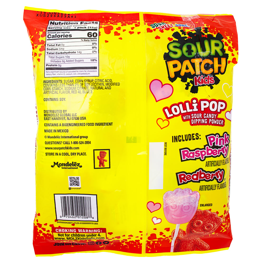 Sour Patch Kids Lollipop with Sour Dipping Powder 20ct - 10.58oz Nutrition Facts Ingredients - Sour Patch Kids Lollipop - Sour dipping powder - Fruity lollipops - Tangy candy - Sour candy - Flavourful treats - Sweet and sour - Snack pack - Candy assortment - Taste adventure