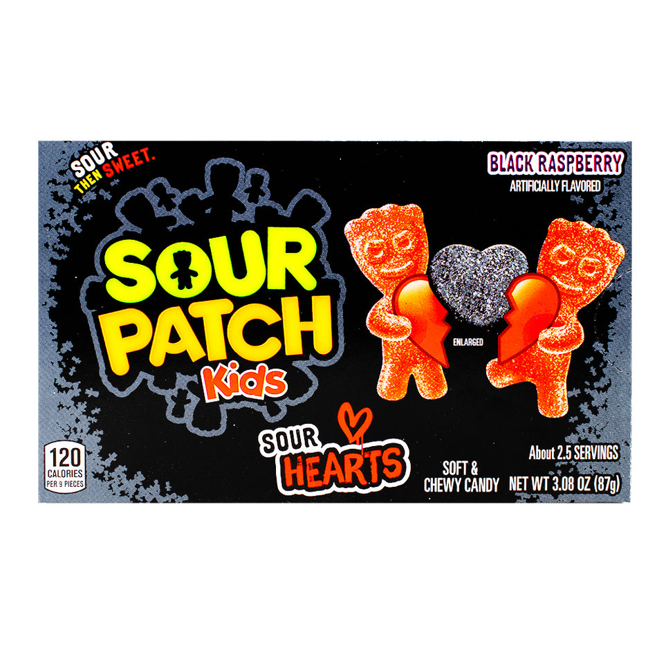 Sour Patch Kids Sour Hearts Black Raspberry Theatre Box - 3.08oz - Sour Patch Kids Black Raspberry Hearts - Valentine's Day Candies - Berry Sweet Love - Heart-Shaped Candies - Romantic Treats - Unique Flavour Adventure - Valentine's Day Gifts - Love in Every Bite - Sweet Surprises - Candy-filled Gesture