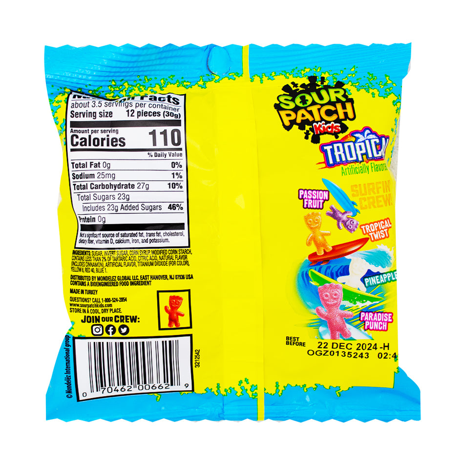Sour Patch Kids Tropical Candy - 3.6oz  Nutrition Facts Ingredients