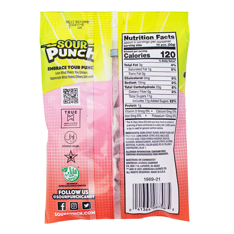 Sour Punch Mini Bites Rad Reds Pouch - 5oz Nutrition Facts IngredientsNutrition Facts Ingredients