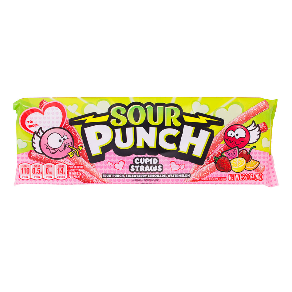 Sour Punch Cupid Straws - 3.2oz - Sour Punch Cupid Straws - Valentine's Day Candies - Sweet and Sour Love - Cupid's Arrow Treats - Fruity Flavour Burst - Playful Candy Straws - Sweet Memories Journey - Valentine's Day Gifts - Heartfelt Treats - Burst of Love Candy