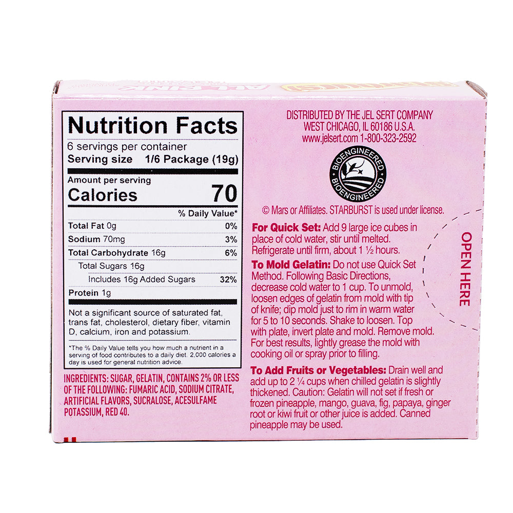 Starburst Gelatin All Pink - 3.93oz  Nutrition Facts Ingredients