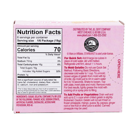 Starburst Gelatin All Pink - 3.93oz  Nutrition Facts Ingredients