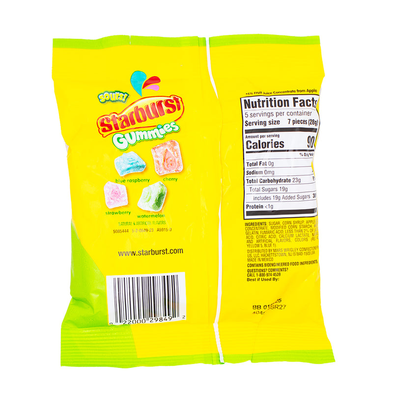 Starburst Gummies Sours - 141g Nutrition Facts Ingredients
