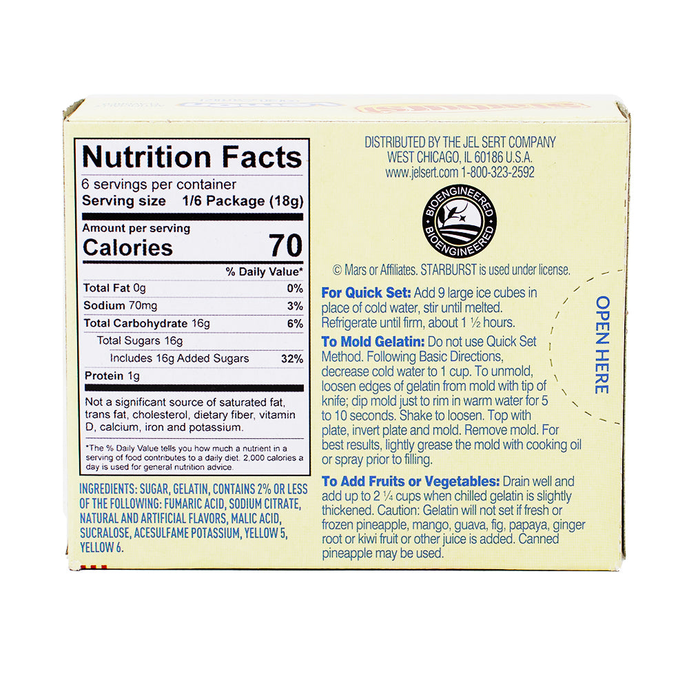 Starburst Gelatin Lemon - 3.89oz  Nutrition Facts Ingredients