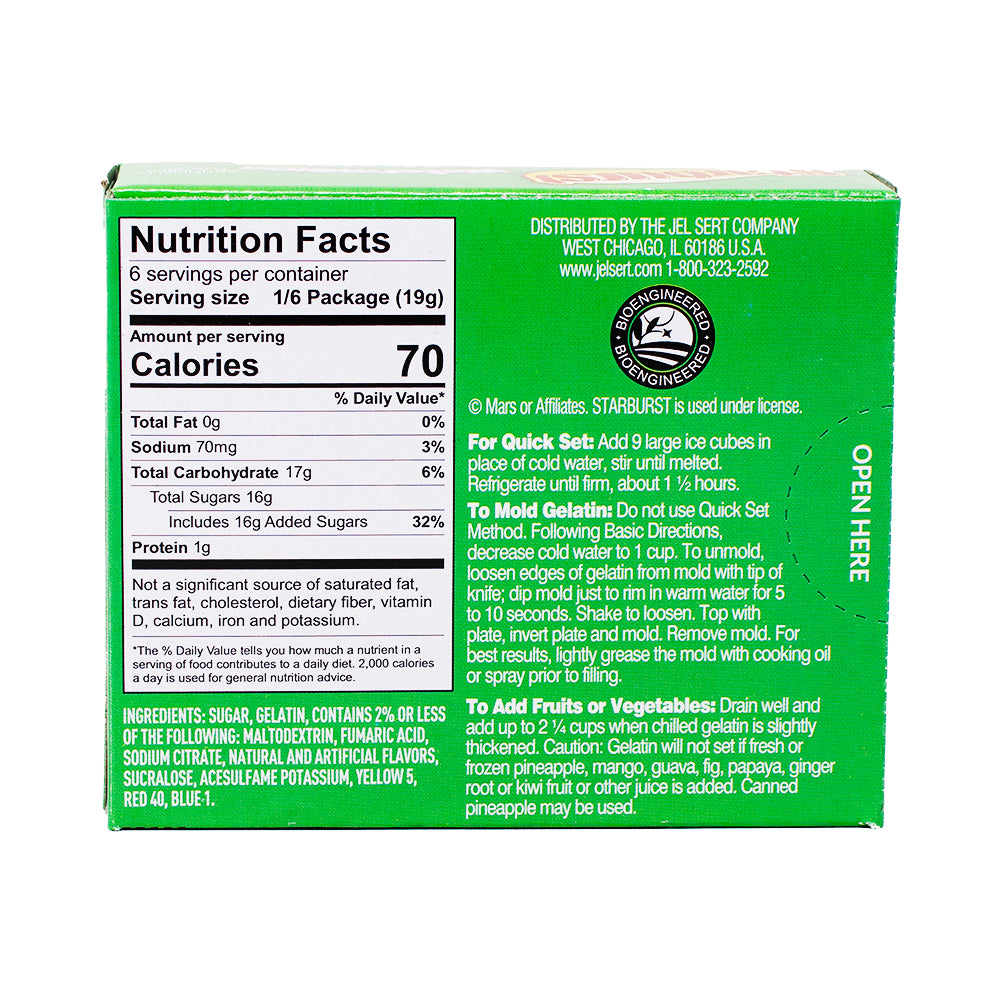 Starburst Gelatin Watermelon - 3.94oz  Nutrition Facts Ingredients
