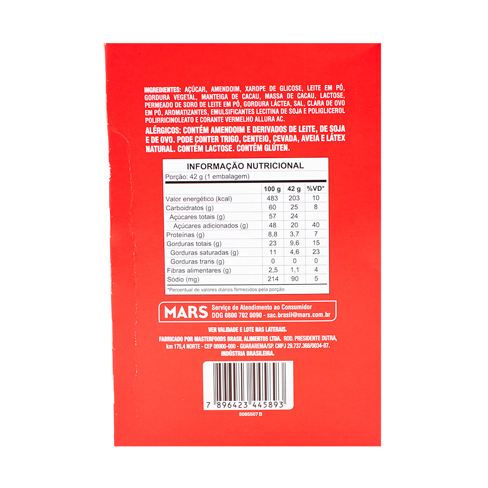 Snickers Strawberry (Brazil) - 42g  Nutrition Facts Ingredients