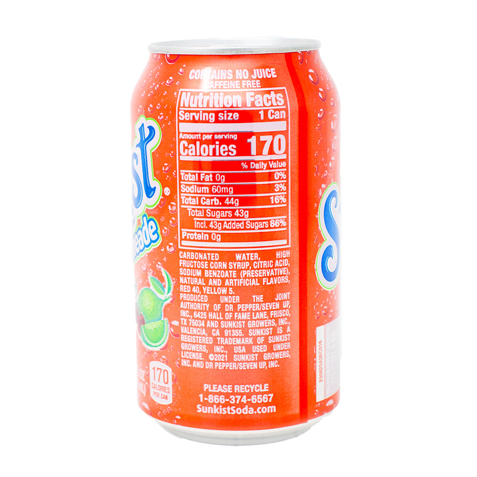 Sunkist Cherry Limeade Soda - 355mL  Nutrition Facts Ingredients