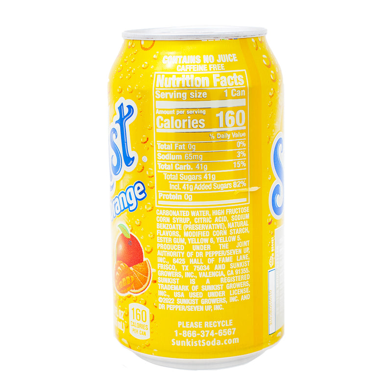 Sunkist Mango Orange Soda - 355mL  Nutrition Facts Ingredients - Sunkist - Sunkist Drink - Sunkist Soda - Sunkist Mango Orange Soda