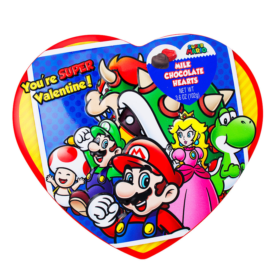 Super Mario Heart Tin w/ Milk Chocolate - 3.6oz