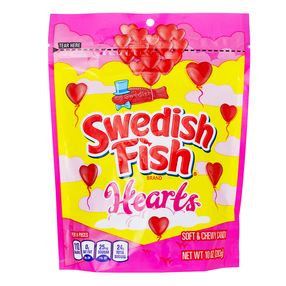 Swedish Fish Hearts - 10oz - Swedish Fish Hearts - Heart-shaped gummies - Fruity gummy candies - Chewy candy hearts - Valentine's Day treats - Sweetheart candies - Red gummy hearts - Candy for sharing - Swedish Fish assortment - Candy with heart shapes