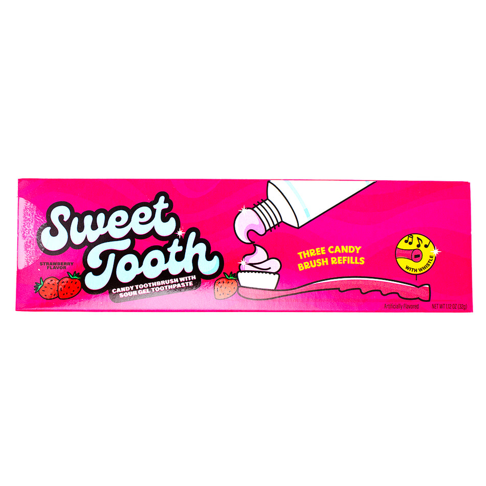 Sweet Tooth Candy Toothpaste and Toothbrush - 1.12oz - Gag Gift - Strawberry Candy - Blue Raspberry Candy - Sweet Tooth Candy Toothpaste - Toothpaste for kids - Toothbrush and toothpaste set - Fruit-flavoured toothpaste - Toothpaste for children