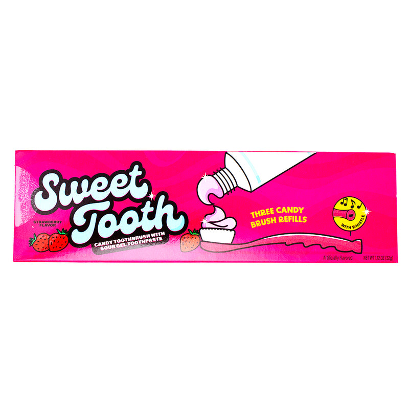 Sweet Tooth Candy Toothpaste and Toothbrush - 1.12oz - Gag Gift - Strawberry Candy - Blue Raspberry Candy - Sweet Tooth Candy Toothpaste - Toothpaste for kids - Toothbrush and toothpaste set - Fruit-flavoured toothpaste - Toothpaste for children