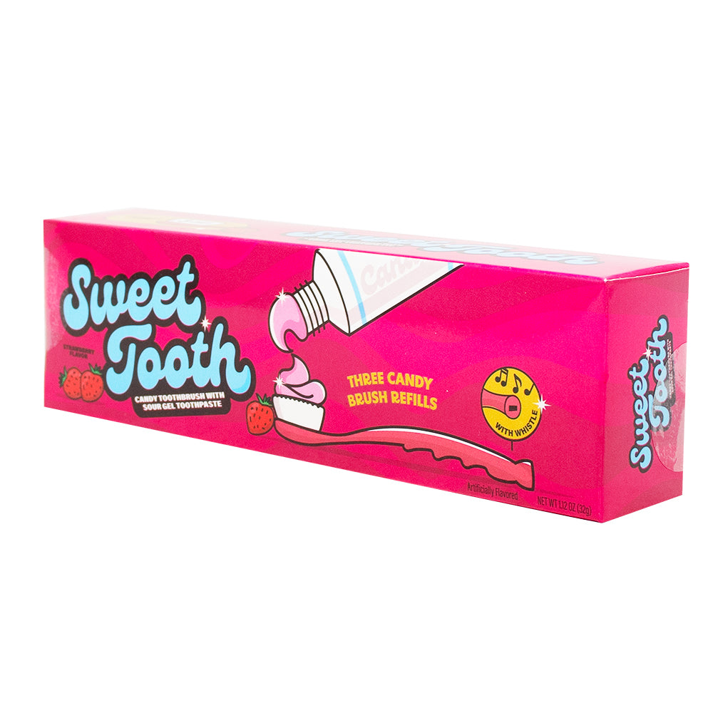 Sweet Tooth Candy Toothpaste and Toothbrush - 1.12oz - Gag Gift - Strawberry Candy - Blue Raspberry Candy - Sweet Tooth Candy Toothpaste - Toothpaste for kids - Toothbrush and toothpaste set - Fruit-flavoured toothpaste - Toothpaste for children