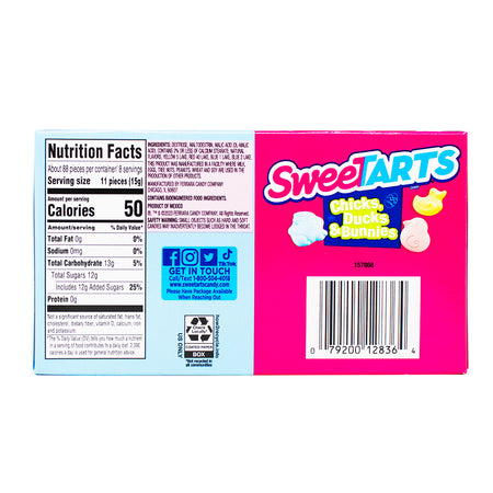 Sweetarts Chicks, Ducks & Bunnies Theatre Pack - 4.5oz   Nutrition Facts Ingredients