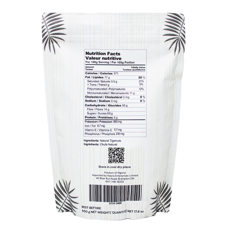 Tiger Nut Peeled - 500g  Nutrition Facts Ingredients