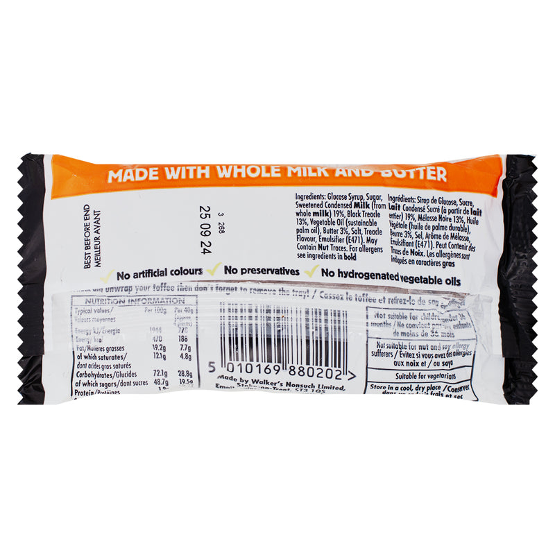 Walker's Treacle Toffee Bars (UK) - 100g Nutrition Facts Ingredients