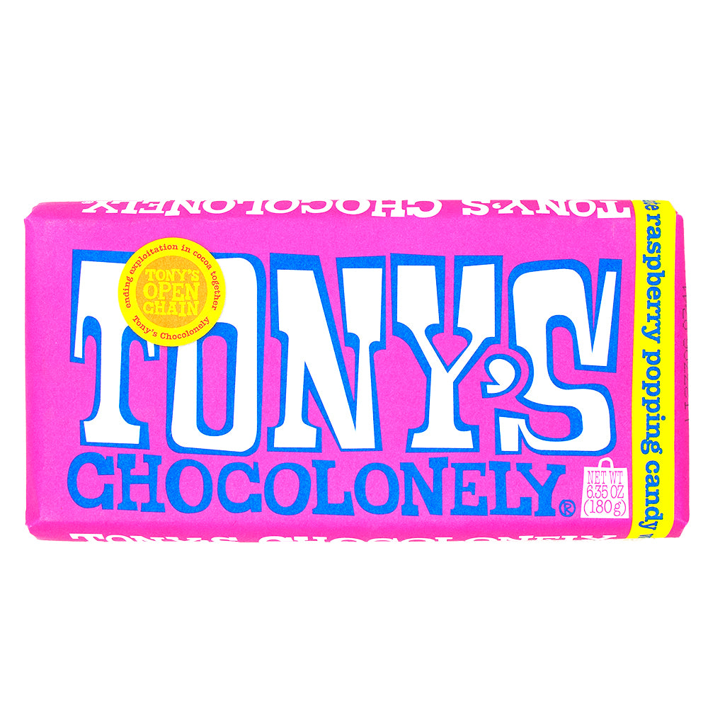 Tony's Chocolonely White Chocolate Raspberry Popping Candy - 180g - Tony’s Chocolonely Chocolate - Tony's Chocolonely - White Chocolate Raspberry - Raspberry Popping Candy - White Chocolate Bar - Gourmet chocolate - Premium Chocolate - Artisan chocolate - Raspberry Chocolate