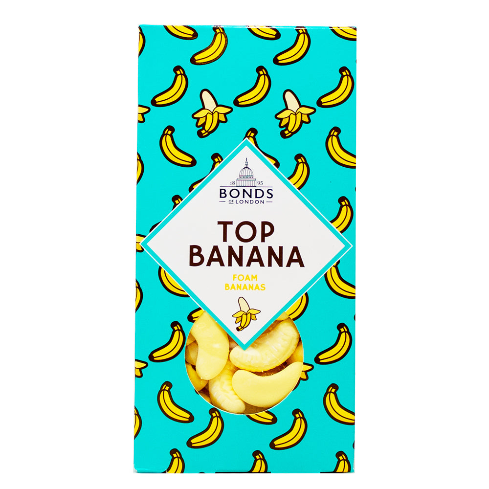 Bonds Gift Box Top Banana (UK) - 140g - Bonds Top Banana Gift Box - British Candy for Valentine's Day - Banana-shaped Treats UK - Romantic Candy Layers - Love-themed Candy Collection - Bonds Candy UK - Unique Valentine's Day Sweets - Banana Bliss Delights - Sweet Moments Box - UK Candy - British Candy