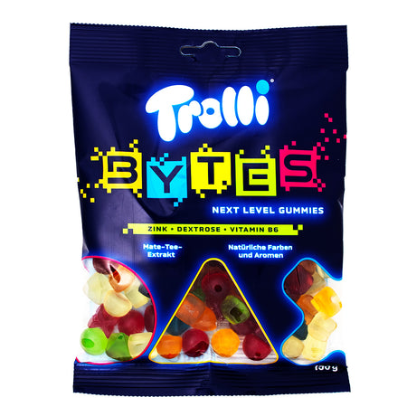 Trolli Bytes - 150g - Trolli Bytes trolli - Trolli candy - Trolli Bytes - Sour Candy - German candy - Chewy candies - Fruity flavours - Bite-sized treats - Sweet and sour candy - Candy from Germany