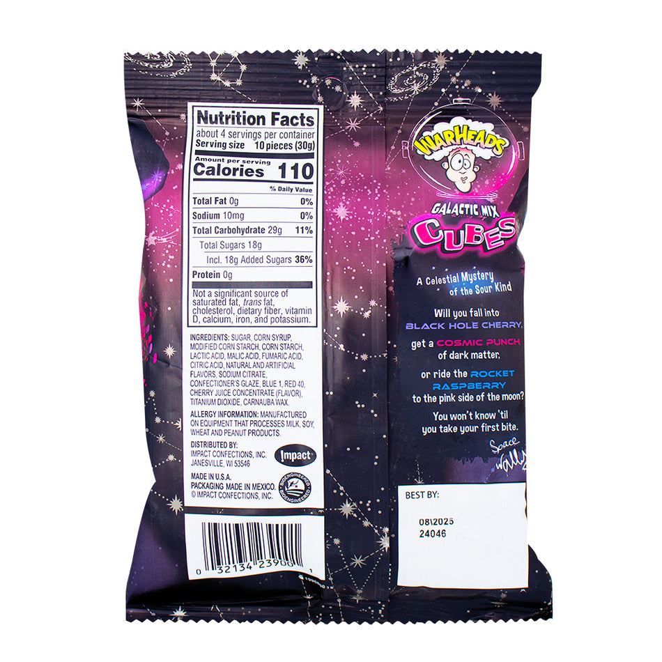 Warheads Galactic Mix Cubes - 4.5oz  Nutrition Facts Ingredients