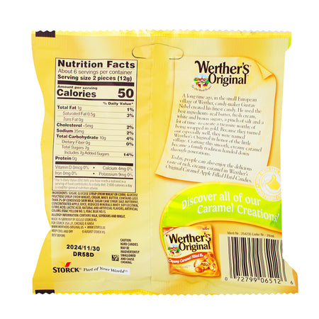 Werther's Original Caramel Apple Filled Hard Candy - 2.65oz  Nutrition Facts Ingredients