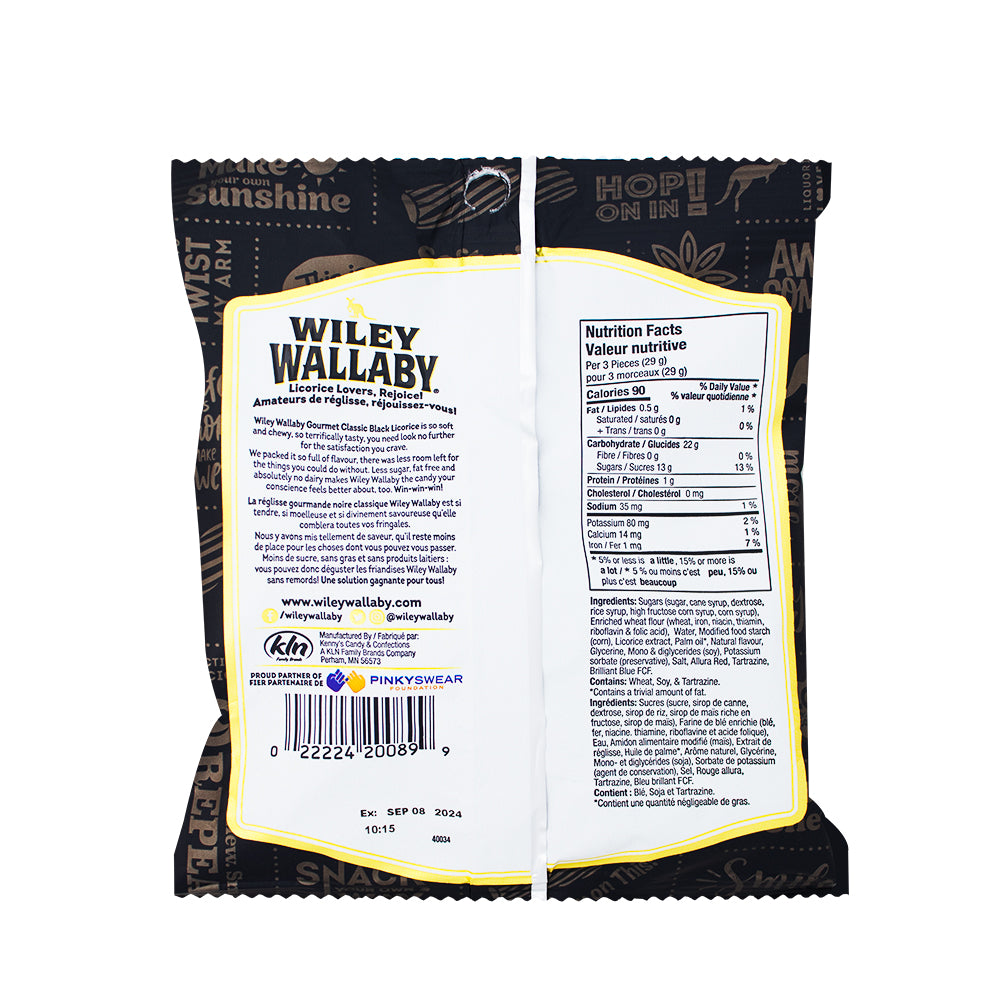 Wiley Wallaby Classic Black Licorice - 113g  Nutrition Facts Ingredients