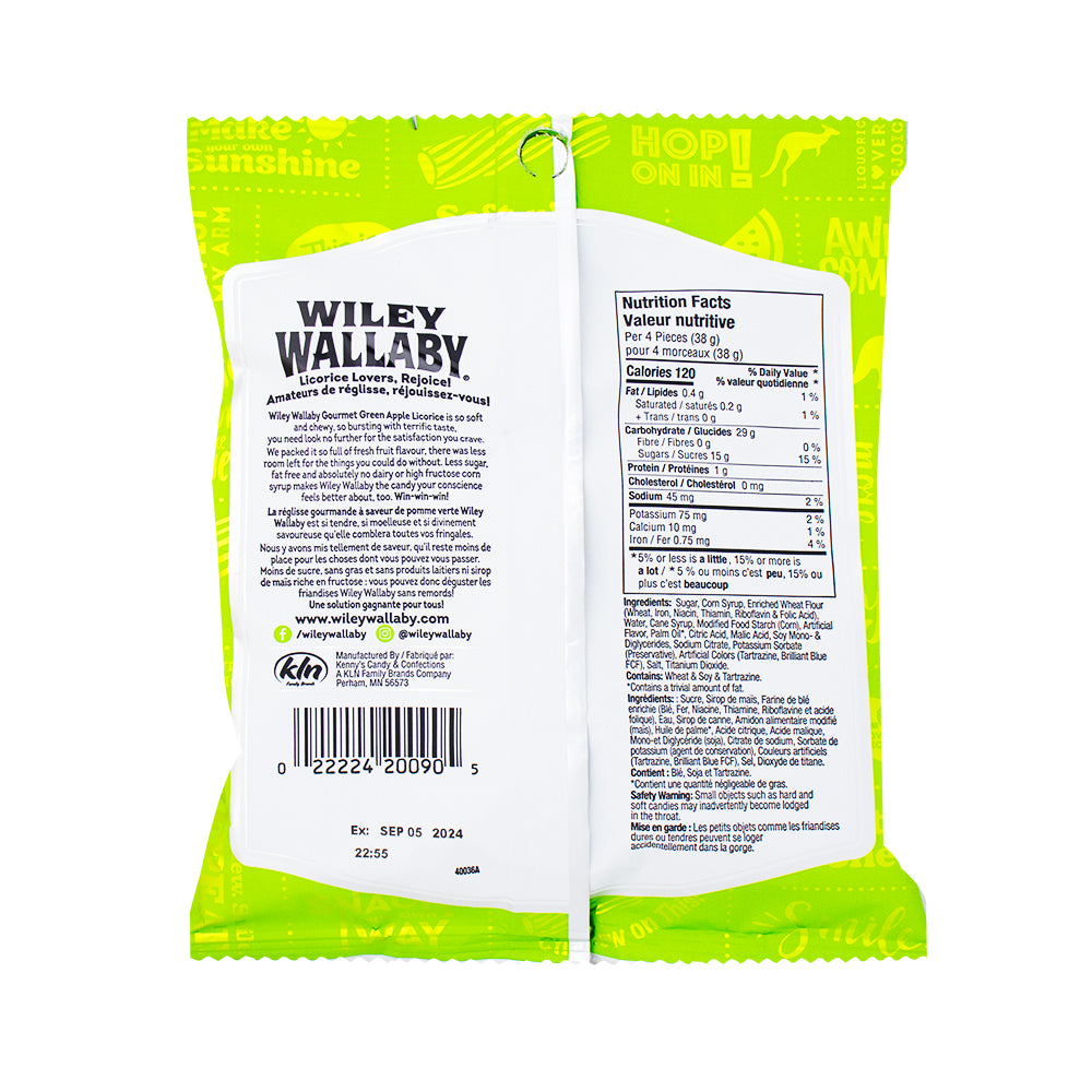 Wiley Wallaby Green Apple Licorice - 113g  Nutrition Facts Ingredients