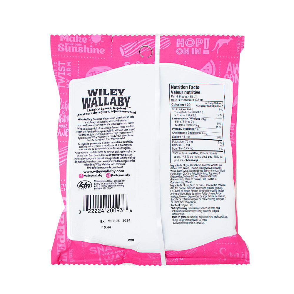 Wiley Wallaby Watermelon Licorice - 113g  Nutrition Facts Ingredients