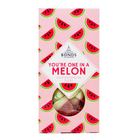 Bonds Gift Box You're One in a Melon (UK) - 160g - Bonds You're One in a Melon Gift Box - Juicy Valentine's Day Treats - Romantic Candy Ensemble - Love-themed Sweet Delights - Sweetheart's Candy Gift - Bonds Candy UK - Gourmet Watermelon-inspired Candies - Unique Valentine's Day Sweets - Heartfelt Candy Collection - Bonds Sweet Moments Box - British Candy - UK Candy