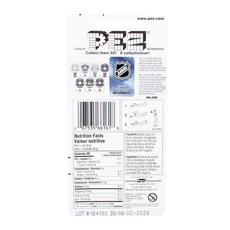 Pez NHL Jersey Canucks  Nutrition Facts Ingredients