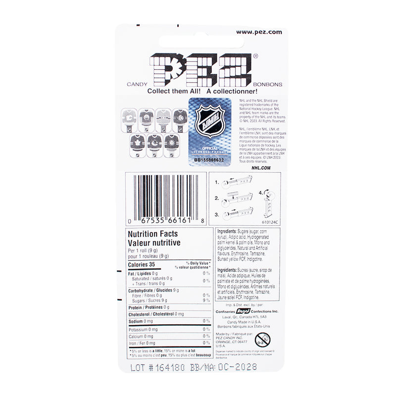 Pez NHL Jersey Canucks  Nutrition Facts Ingredients - PEZ - PEZ Candy - PEZ Dispenser - NHL Candy - NHL Jersey - PEZ Dispensers - Candy PEZ Dispensers - PEZ Candy Dispenser - PEZ Dispenser Canada