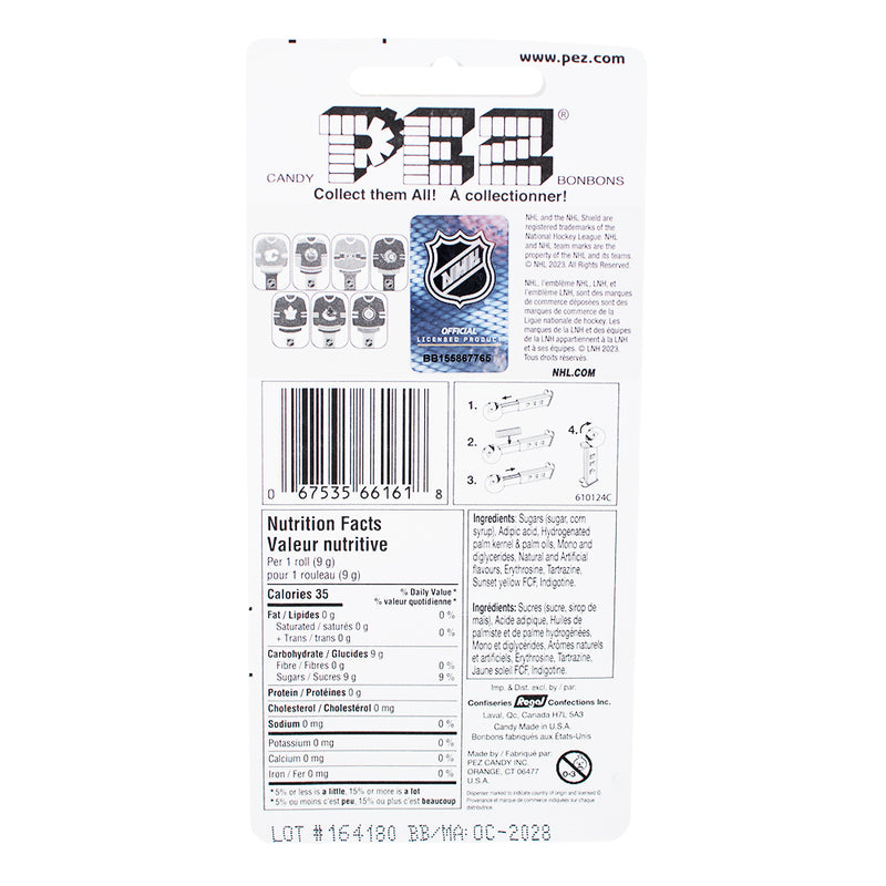 Pez NHL Jersey Flames  Nutrition Facts Ingredients - PEZ - PEZ Candy - PEZ Dispenser - NHL Candy - NHL Jersey - PEZ Dispensers - Candy PEZ Dispensers - PEZ Candy Dispenser - PEZ Dispenser Canada