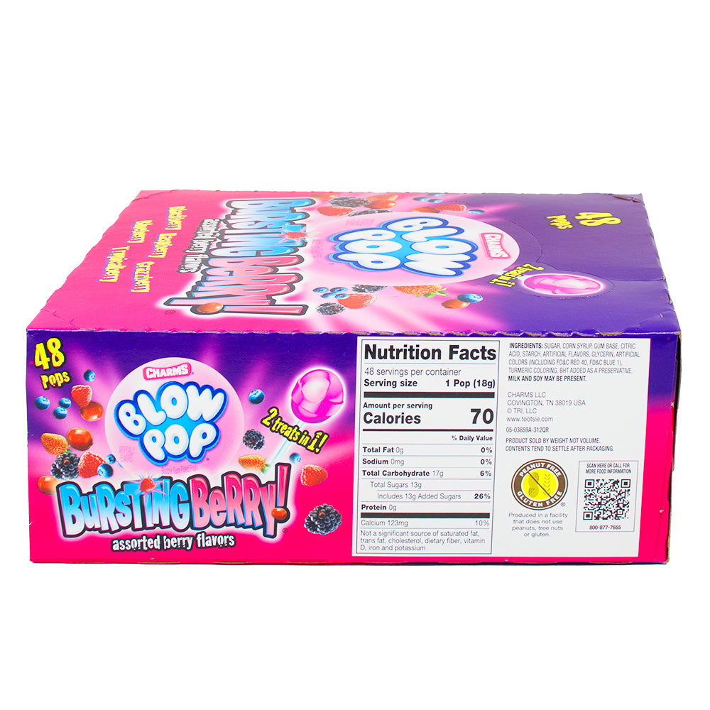 Charms Blow Pop Bursting Berry - 48 Lollipops  Nutrition Facts Ingredients